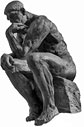 Der Denker von Rodin als philosophisches Symbol für die Grundsätze und die Philosophie von Unternehmne