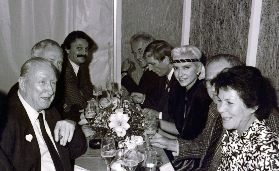 Foto vom RTL-Empfang 1988 in München mit Hans Fries, Lutzian Fries, Isolde Tarrach, Luggi Waldleitner u.a.