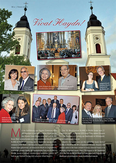 Vorschaubild der Feinen Adressen München / Bayern (Munich Finest) Sommer-Ausgabe 2009 „Was ist los in München“ mit dem Musikfestival Vivat Haydn im Kloster / in der Klosterkirche Irsee von Fotoreporter Mike Gallus