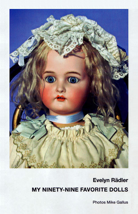 Cover des Buches "My Ninety-Nine Favorite Dolls“ von Evelyn Rädler (Photos Mike Gallus) mit einem Foto einer antiken Puppe