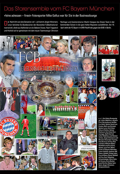 Vorschaubild der Feinen Adressen München / Bayern (Munich Finest) Frühlingsausgabe 2008 „Die Fußball-Stars vom FC Bayern München in der Business Lounge“ von Fotoreporter Mike Gallus